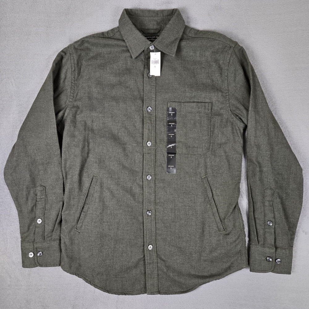 Banana Republic Shirt Jacket Mens Small Green Greek Olive Cotton Heavy NWT